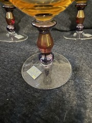 Vintage Mikasa Estate Amber Bowl Champagne Cups / Wine Goblets With Colored Stem