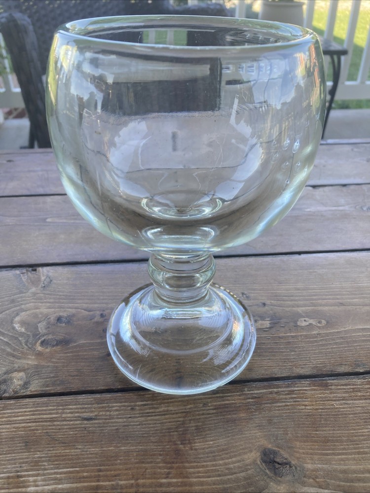 Large Vintage Clear Glass Beer Schooner Goblet 8” Tall Heavy & Solid 4 Pounds