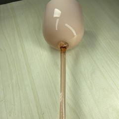 Vtg Carlo Moretti Pink & White Cased Wine Glass Tall 9” 60s MCM