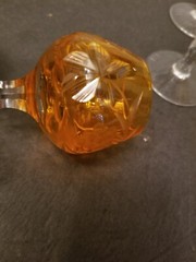 Vintage Bohemian Czech Cut To Clear Crystal Goblets Set OF- 5. 5.5″tall