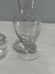 The Bombay Company Water carafe single serving for night stand with cup etched