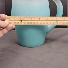 VTG Glass Blendo mid Century Blue Pitcher Frosted Gold Trim Water Juice Bar