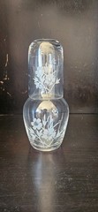 Etched floral glass tumbler, bedside carafe drinking glass set