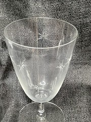 Set of 4 ~ Vintage Mid Century Etched ATOMIC STARBURST Bar Ware 5 3/4” Tall