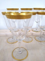 10 Minton Unk17444 Water Goblets 24 Kt Gold Trim 6 3/4″