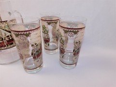 Johnson Brothers Friendly Village Glass Tumblers & Pitcher Covered Bridge 10 Pcs