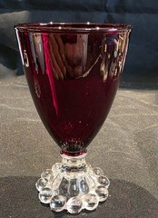 Anchor Hocking Berwick Boopie Ruby Red Glass Bubble Foot Design