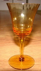 Vintage Amber Sherry/Shot Glasses, Stemmed with Ribbed, Swirl Bottom Cup