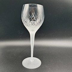 Raimundas Lapsys Wine Glasses Chasen Galleries Clear Satin Etched Signed 1985
