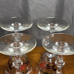4 Vintage Libbey Cocktail Glasses Bar ware Harness Racing Horses Black Red