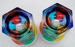 2 Multicolor Rainbow Signed Venezia Made in Italy Tumbler Glasses Hexagon Design