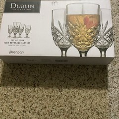 Shannon by Godinger Dublin Collection 4-Piece Iced Beverage Glasses -New