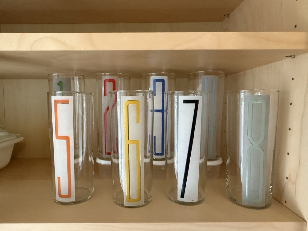 Vintage Libbey Frosted Numbered Highball Tom Collins Glasses Set Of 8