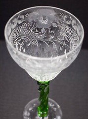 Webb Tall Finely Engraved Cut Glass Wine Stem, 10 Inches