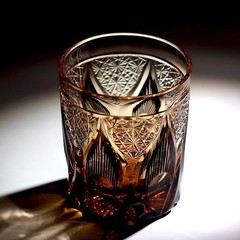 Edo Kiriko Crystal Whiskey Glasses Hand Cut 9oz Blue/Black Premium Rock Tumbler