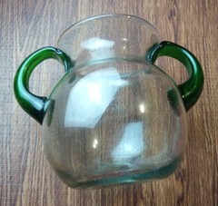 Large Green & Clear Margarita Pitcher Hand Blown