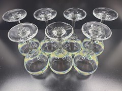 (7) Pfaltzgraff Summer Breeze 16 Oz Goblets Set Blue Yellow Flowers Libbey Lot