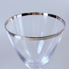 VTG Fostoria Platinum Ring Rim Crystal Martini Bar Glass MCM Set 2 Wedding Gift