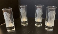 Evergreen Crystal Shot Glasses Etched Cowboy Boot Lorraine Coyle Set Of 4