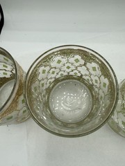 Vtg Culver Valencia Double Old Fashioned Glass w/24k Gold 4 1/4” Set Of 5 READ