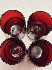 Vintage Anchor Hocking Royal Ruby 9oz Roly Poly Juice Glasses Tumblers Set of 4