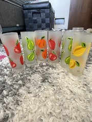 Dartington Designs France Fruit Pattern Frosted Tumbler Glasses Set of 6