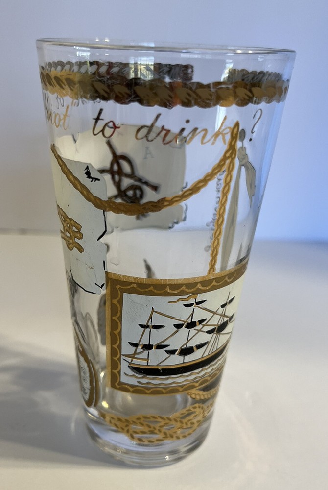 Georges Briard Rocks Highball 12 Oz Glass Nautical To Drink or Knot Pirate Ship