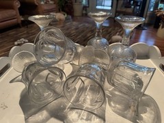 7 Vintage CLEAR FOSTORIA WOODLAND wine glasses 1975-81 ~frosted textured 5 7/8”
