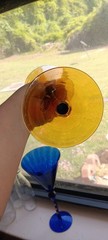 Home Essentials Amber And Cobalt Blue Large Martini Glasses 11″x5″