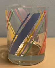 3 Vintage Libbey Retro 80s 90s Pastel Rainbow Stripe Juice Highball Glasses 4″
