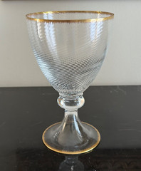Nason Moretti 6 Swirl Gold Trim 8 1/4″ H by 5 1/8″ W Murano Stemware Glasses