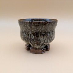 sake cup　”GUINOMI　HAGI-YAKI” peacock glaze 01