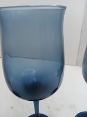 1970’S VINTAGE Libbey Tulip Connoisseur Water Wine Goblets Dusky Blue Glasses