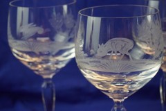 Wildlife Hunting Man Cave Crystal Set of 5 Water Goblets NWT Germany (Y7)