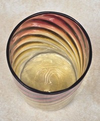 Victorian Cranberry To Amber Swirl Art Glass Tumbler Hand Blown 3 3/4″