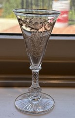 ST LOUIS Massenet Clear Gold Encrusted – Crystal Sherry Glasses – Set of 8
