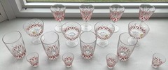 Very Rare Set of 16 Vintage VCM Reims France French Red Glasses