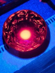 Morgantown Crinkle Ruby Red Sherbet Glasses Thick Stem Cadmium & Manganese Glow