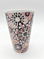 Him & Her Ceramic Coffee Tumbler Cups Lot of 2 NO LIDS Pink White Blue -EUC