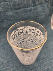 Anchor Hocking CHANTILLY Tumbler Glass Gold Edge 5 Inches Tall MCM Barware