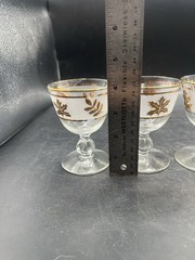 Libbey Frosted Gold Leaf Cordial Glasses Set Of Six Vintage MCM