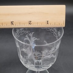 Rare HTF Central Glass Works Floral Trumpets Water Wine Paneled Goblet Glass(es)