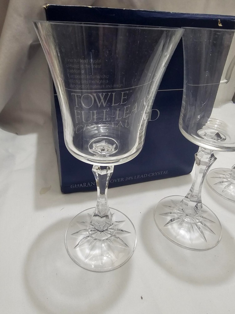 4 Towle «TUDOR» Water Wine Goblets , 8″, Lead Crystal