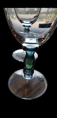 3 Vintage Turda Crystal Goblets Made in Romania with Iridescent Glass Stems