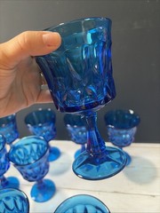 Set of 10 Vintage Noritake Perspective Cobalt Blue Water Wine Goblets 6 1/2 Inch