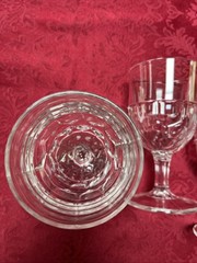 3 Clear WATER GOBLET GLASSES ANTIQUE Honeycomb Diamond Cut EAPG