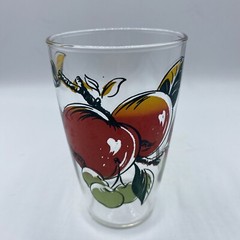 Vintage Apple Cherry Peach Fruit Motif Drinking Glass 4.75″ Replacement MCM