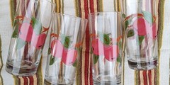Franciscan Apple Glasses Tumblers 6 1/4” Set of 4 Hand Painted MCM New W/ Tags