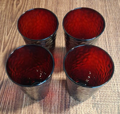 Arc Arcoroc France Ruby Red Vercors Hammered Drinking Glasses Tumblers Set Of 4