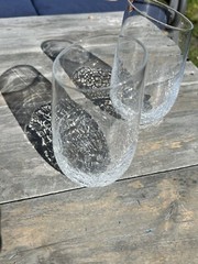 ANGLED Rim CRACKLE by Pier One Imports Tall Flat TUMBLER Glass